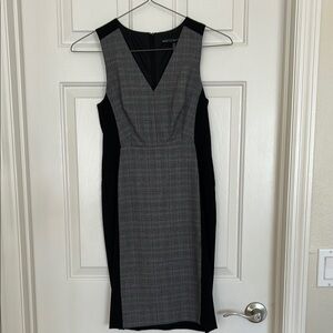 White House Black Market Black and Gray Midi Dress Sz 2P